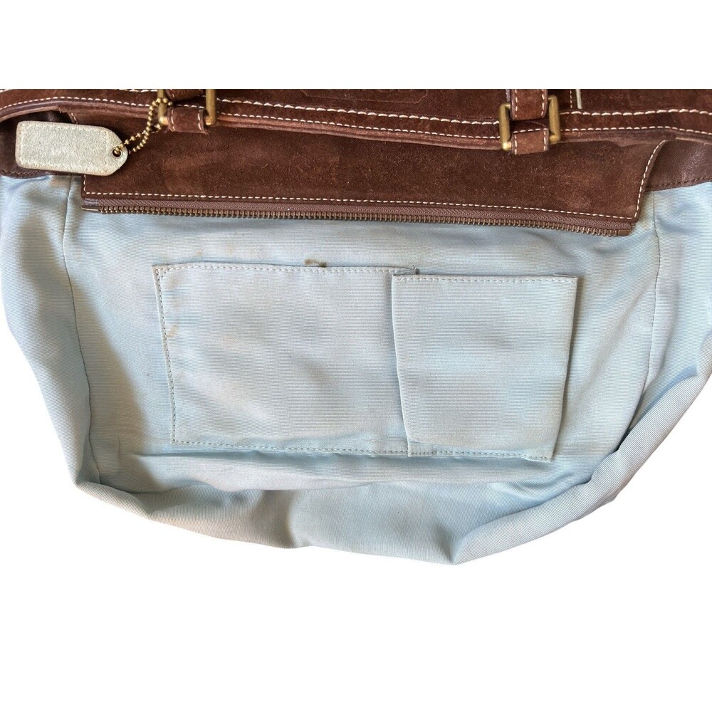 Coach Vintage Hampton Gallery Brown Suede Purse Shoulder Bag Tote 8B03 READ - Picture 10 of 16